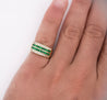 18K Gold Square Emerald and Round Diamond Channel Set Band Ring-Band-ASSAY