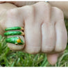 18K Gold and Green Enamel Snake Ring - ASSAY