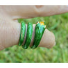 18K Gold and Green Enamel Snake Ring - ASSAY