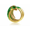 18K Gold and Green Enamel Snake Ring - ASSAY