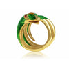 18K Gold and Green Enamel Snake Ring