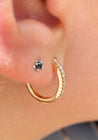 18K Rose Gold 1/3 Carat Huggie Hoop Earrings Latch Backs