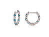 18K White Gold 0.56 CT Blue & White Diamond Inside Out Huggie Hoop Earrings