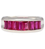 18K White Gold Channel Set Natural Baguette Cut 1-Row Ruby Band Ring