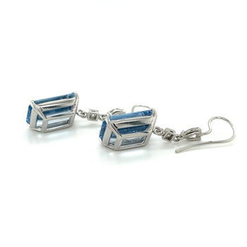 18K White Gold Emerald Cut Spinel & Diamond Drop Earrings – Assay Jewelers