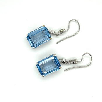 18K White Gold Emerald Cut Spinel & Diamond Drop Earrings – Assay Jewelers