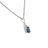 18K White Gold Oval Cut Blue Sapphire & Diamond Drop Pendant Necklace-Necklaces-ASSAY