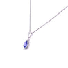 18K White Gold Tanzanite Drop Pendant With Diamond Halo-Gemstone Pendant-ASSAY