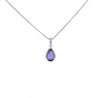 18K White Gold Tanzanite Drop Pendant With Diamond Halo-Gemstone Pendant-ASSAY