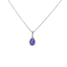 18K White Gold Tanzanite Drop Pendant With Diamond Halo-Gemstone Pendant-ASSAY