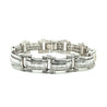 18K White Gold Unisex 12.72 CT TW Channel Set Baguette & Round Diamond Encrusted Bracelet-Bracelet-ASSAY