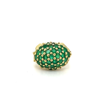 18K Yellow Gold Round Natural Emerald Gemstone Cluster Dome Ring – Assay Jewelers