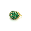 18K Yellow Gold Round Natural Emerald Gemstone Cluster Dome Ring