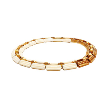 18K Yellow Gold and White Agate Square Link Chain Choker Necklace – Assay Jewelers
