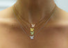 18k-14K Gold Gemstone Cluster Butterfly Integral Floating Pendant Necklace | 18"-Necklace-ASSAY