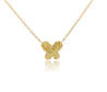 18k-14K Gold Gemstone Cluster Butterfly Integral Floating Pendant Necklace | 18"-Necklace-ASSAY