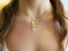 18k-14K Gold Gemstone Cluster Butterfly Integral Floating Pendant Necklace | 18"-Necklace-ASSAY