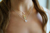 18k-14K Gold Gemstone Cluster Butterfly Integral Floating Pendant Necklace | 18"-Necklace-ASSAY