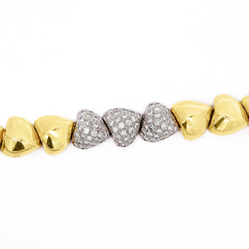 18k Gold Heart Charm Link 3.5 Carat Pave Diamond Bracelet – Assay Jewelers