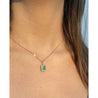 18k Rose Gold 1.47 Carat Emerald Pendant in 18k White Gold Necklace - ASSAY