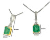 18k Solid Gold Natural Colombian Emerald and 3 Round Diamonds On Top Pendant Necklace-Necklaces-ASSAY