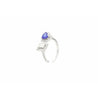 18k White gold Toi et Moi Ring with Natural Emerald cut Diamond and Heart Shape Tanzanite - ASSAY