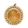 1924 Lady Liberty USA 20 Dollar Coin Bezel in 14K Yellow Gold Pendant
