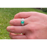 1935 Art Deco Triangle Cut Emerald in Vintage Platinum Ring - ASSAY