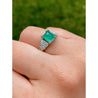 1935 Art Deco Triangle Cut Emerald in Vintage Platinum Ring - ASSAY