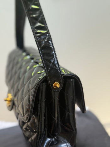 1990s Chanel Vintage Patent Leather Double Sided Flap Bag Coco Handle – Assay Jewelers