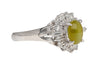 1.04 Carat Green Chrysoberyl Cat's Eye and Diamond Platinum Art Deco Style Ring