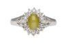 1.04 Carat Green Chrysoberyl Cat's Eye and Diamond Platinum Art Deco Style Ring