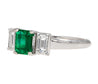 1.07 Carat Square-Cut Emerald and Diamond Three Stone Platinum Ring