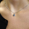 1.08 Carat Oval Blue Sapphire & Diamond Halo 14k Pendant Necklace