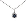 1.08 Carat Oval Blue Sapphire & Diamond Halo 14k Pendant Necklace