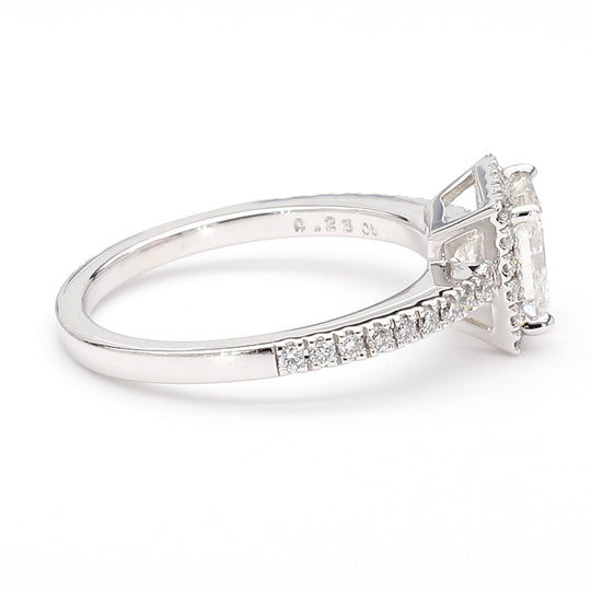 1.11 Carat G/SI2 Princess Cut Diamond Pave Halo Set in Platinum Engagement Ring