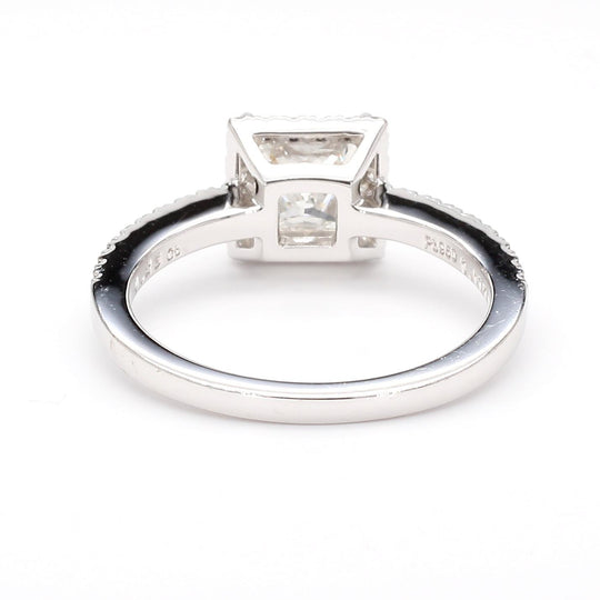 1.11 Carat G/SI2 Princess Cut Diamond Pave Halo Set in Platinum Engagement Ring