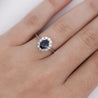 1.14 Carat Oval Deep Blue Sapphire & Round Diamond 18K White Gold Statement Ring