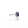 1.16 Carat Oval Blue Sapphire & Diamond Halo 18K White Gold Ring