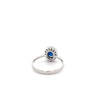 1.16 Carat Oval Blue Sapphire & Diamond Halo 18K White Gold Ring