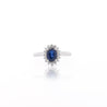 1.16 Carat Oval Blue Sapphire & Diamond Halo 18K White Gold Ring