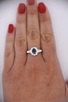 1.16 Carat Oval Blue Sapphire and Diamond Textured Halo Platinum Ring