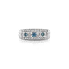 1.16 Carat Three Row White and Blue Diamond Channel Seting Band Ring