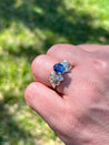 1.19 Carat Oval Cut Blue Sapphire with Baguette Cut Diamonds in 14k Gold Ring