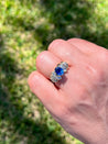 1.19 Carat Oval Cut Blue Sapphire with Baguette Cut Diamonds in 14k Gold Ring