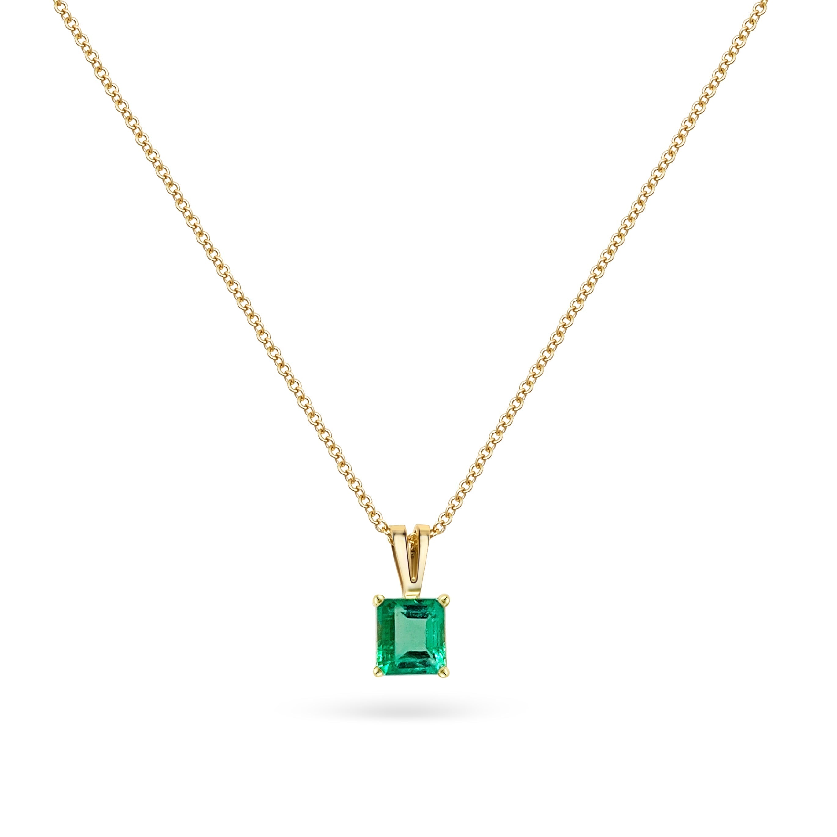 1.20 Carat Colombian Emerald Solitaire Pendant Necklace in 18K Gold-Pendants-ASSAY