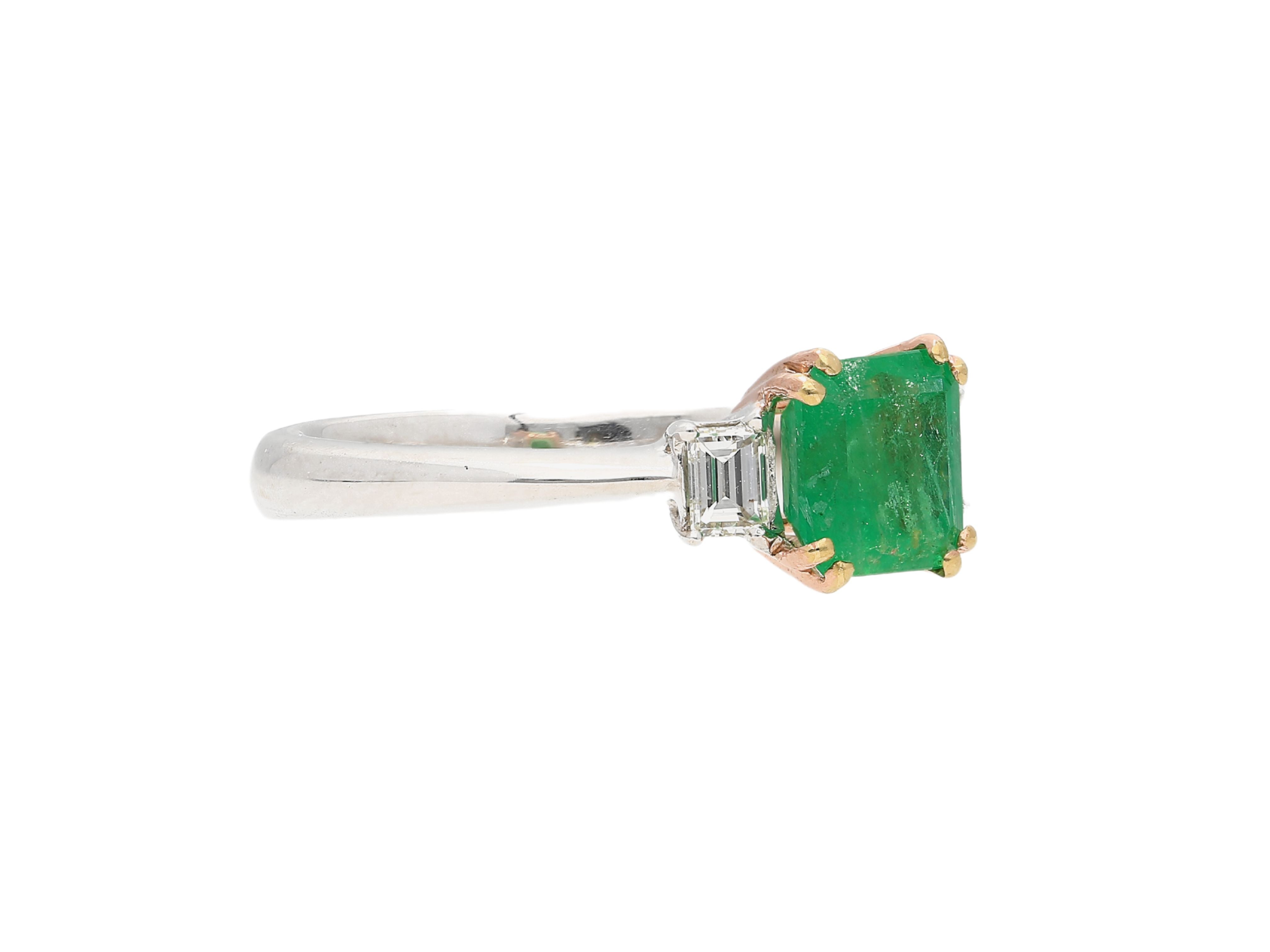 1.20 Carat Colombian Emerald and Baguette Diamond 3-Stone Ring-Rings-ASSAY