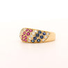 1.21 Carat Ruby Sapphire Emerald Diamond 18K Gold Multi Gem Cluster Dome Ring