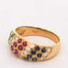 1.21 Carat Ruby Sapphire Emerald Diamond 18K Gold Multi Gem Cluster Dome Ring