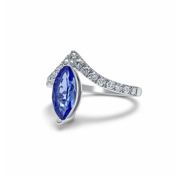 Bague courbée en tanzanite taille marquise en or blanc 18 carats – Assay Jewelers